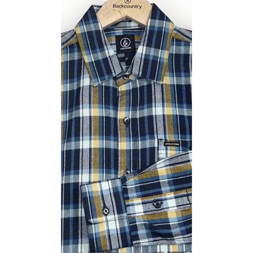 Mens VOLCOM L/S Flannel Button Shirt Donner Classic Fit Multicolor Plaid Small